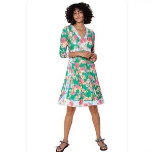 Hale Bob Yetty Dress in Green Starfish Print Medium EUC